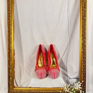 Elegant Pink Studded Women's Heels